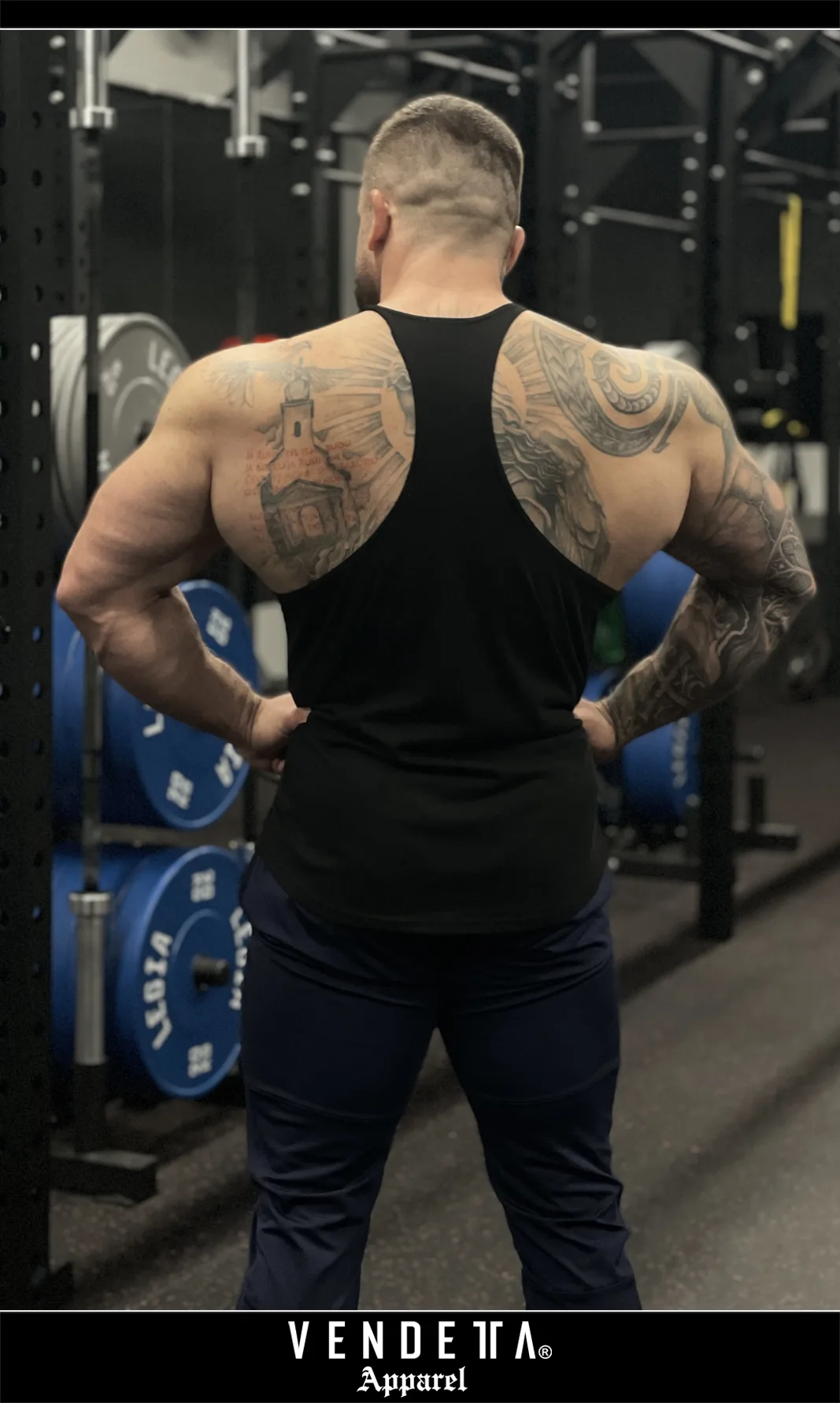 Tielko FIT Pánske / Tank Top men / Čierna-Biela / v1701 – Obrázok 3