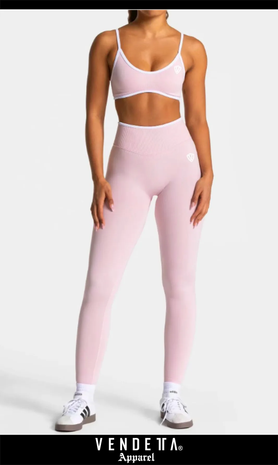 Legíny Bezšvové + Top - Súprava Dámska / Vysoký Pás / Seamless Leggings + TOP / SET / Ružová / v1729 – Obrázok 1