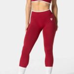 Legíny Bezšvové + Top - Súprava Dámska / Vysoký Pás / Seamless Leggings + TOP / SET / Červená / v1729