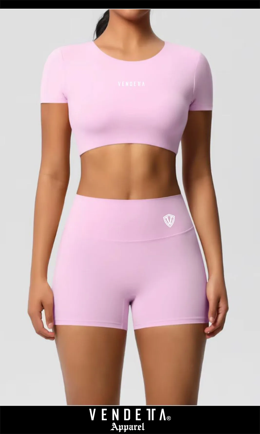 Kraťasy + Crop - Súprava Dámska / shorts + Crop SET / Ružová / v1744 – Obrázok 1