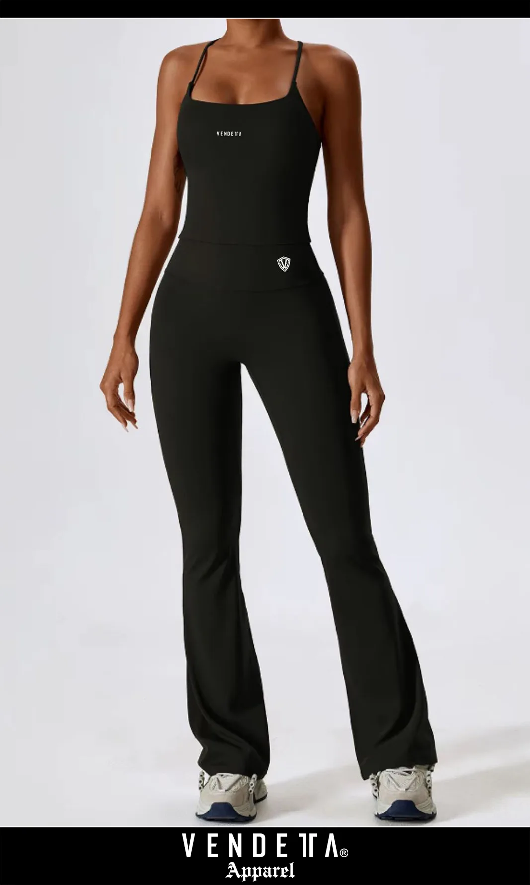 Leginy zvonové + Tielko - Súprava Dámska / leggings - Top SET / Čierna / v1747 – Obrázok 1