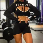 Mikina CROP s Kapucňou Dámska / Hoodie Oversize CROP 1 / Čierna-Biela / v1757