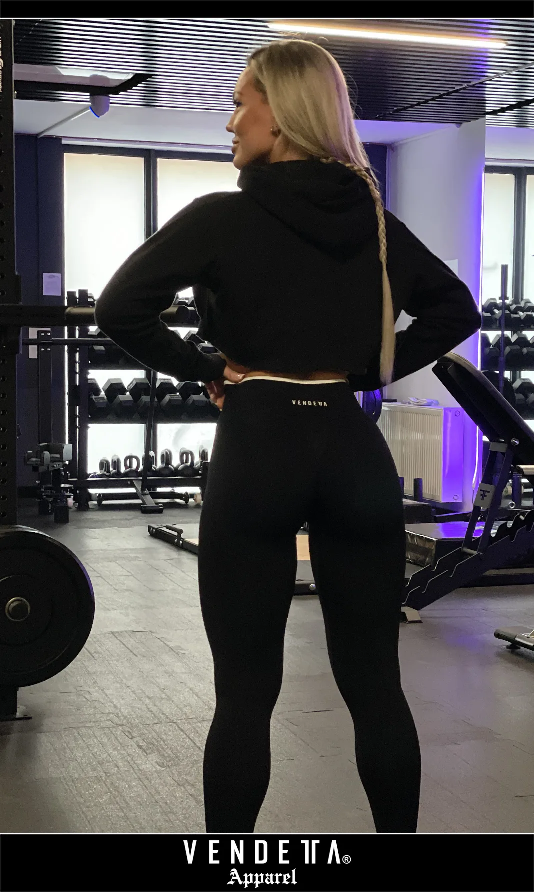 Mikina CROP s Kapucňou Dámska / Hoodie Oversize CROP 1 / Čierna-Biela / v1757 – Obrázok 6