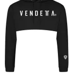 Mikina CROP s Kapucňou Dámska / Hoodie Oversize CROP 2 / Čierna-Biela / v1758