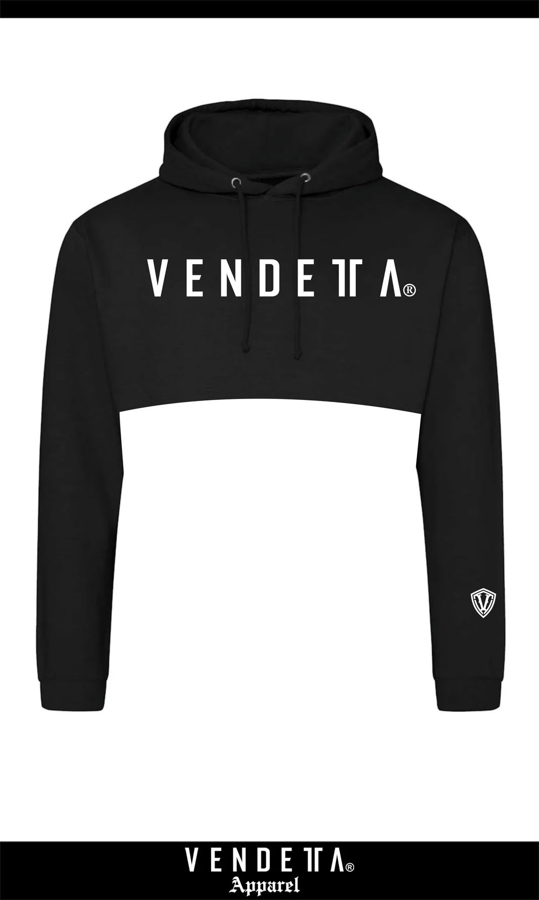 Mikina CROP s Kapucňou Dámska / Hoodie Oversize CROP 2 / Čierna-Biela / v1758 – Obrázok 1