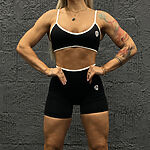 Kratasy Bezšvové + Top - Súprava Dámska / Vysoký Pás / Seamless Shorts + TOP / SET / Čierna / v1734