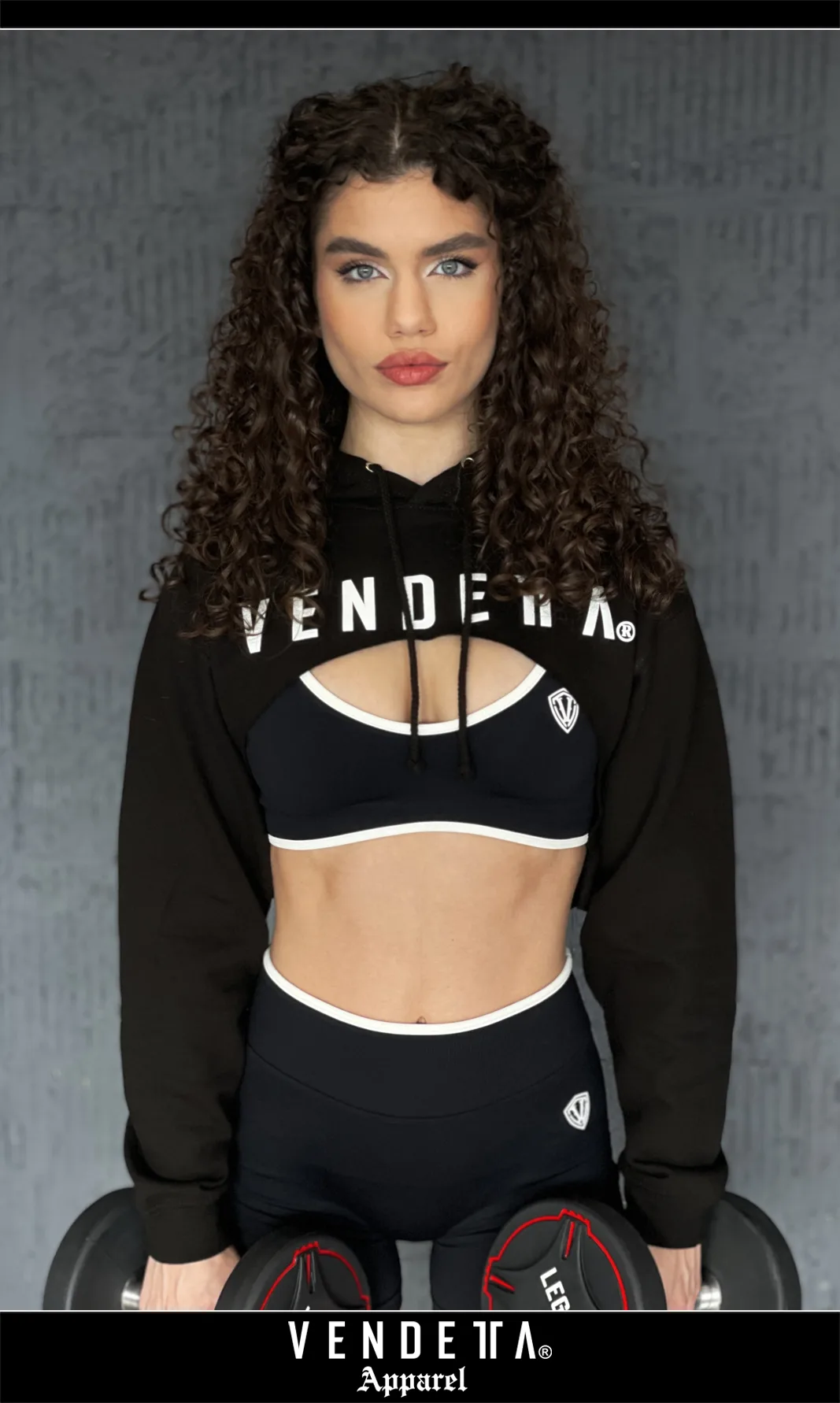Mikina CROP s Kapucňou Dámska / Hoodie Oversize CROP 1 / Čierna-Biela / v1757 – Obrázok 5