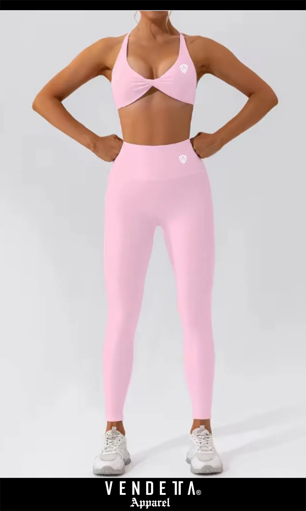 Leginy + Top - Súprava Dámska / leggings push up - Top SET / Ružová / v1752 – Obrázok 1