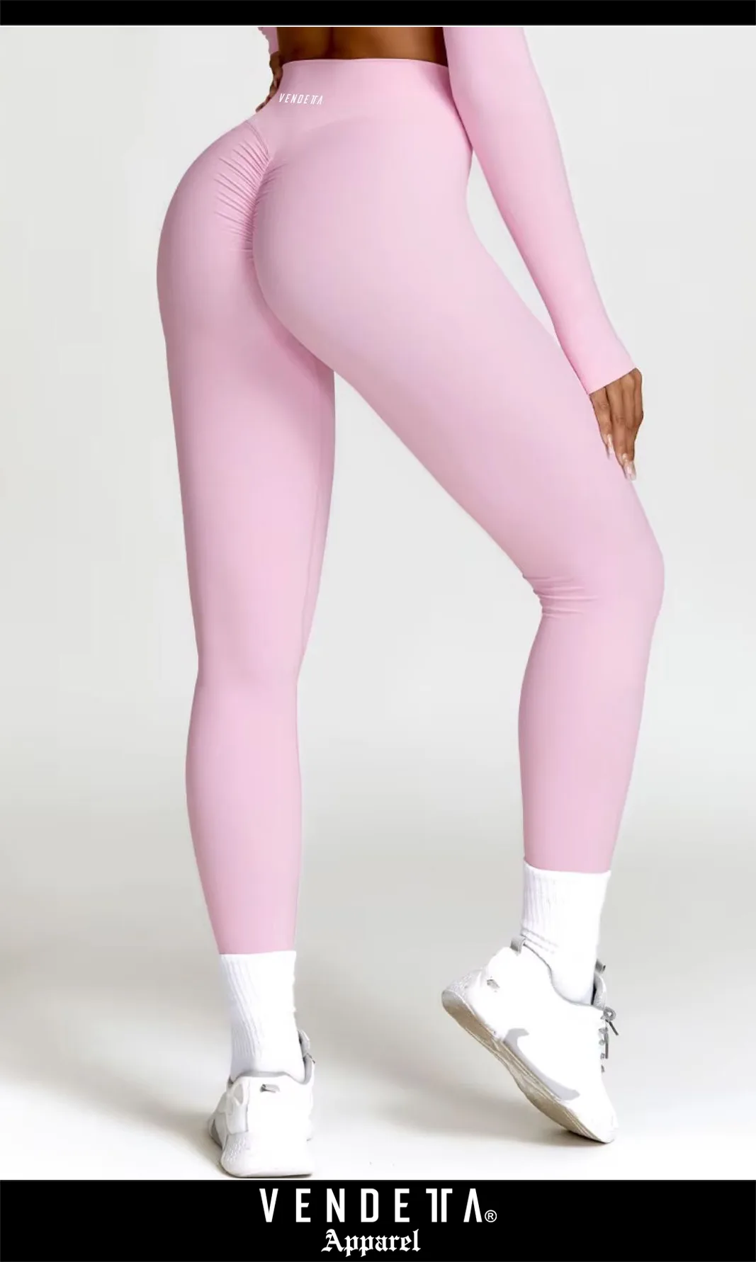 Leginy + Top - Súprava Dámska / leggings push up - Top SET / Ružová / v1752 – Obrázok 2