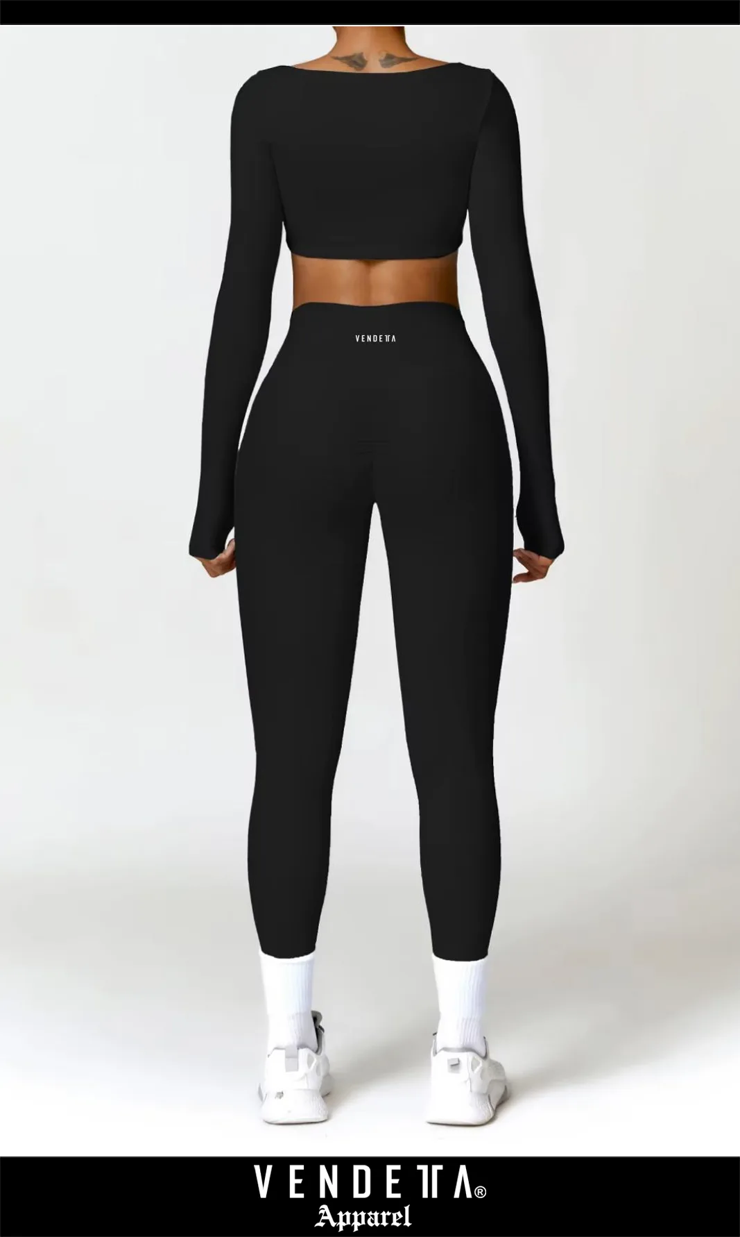 Leginy + Crop - Súprava Dámska / leggings push up - Crop SET / Čierna / v1753 – Obrázok 2
