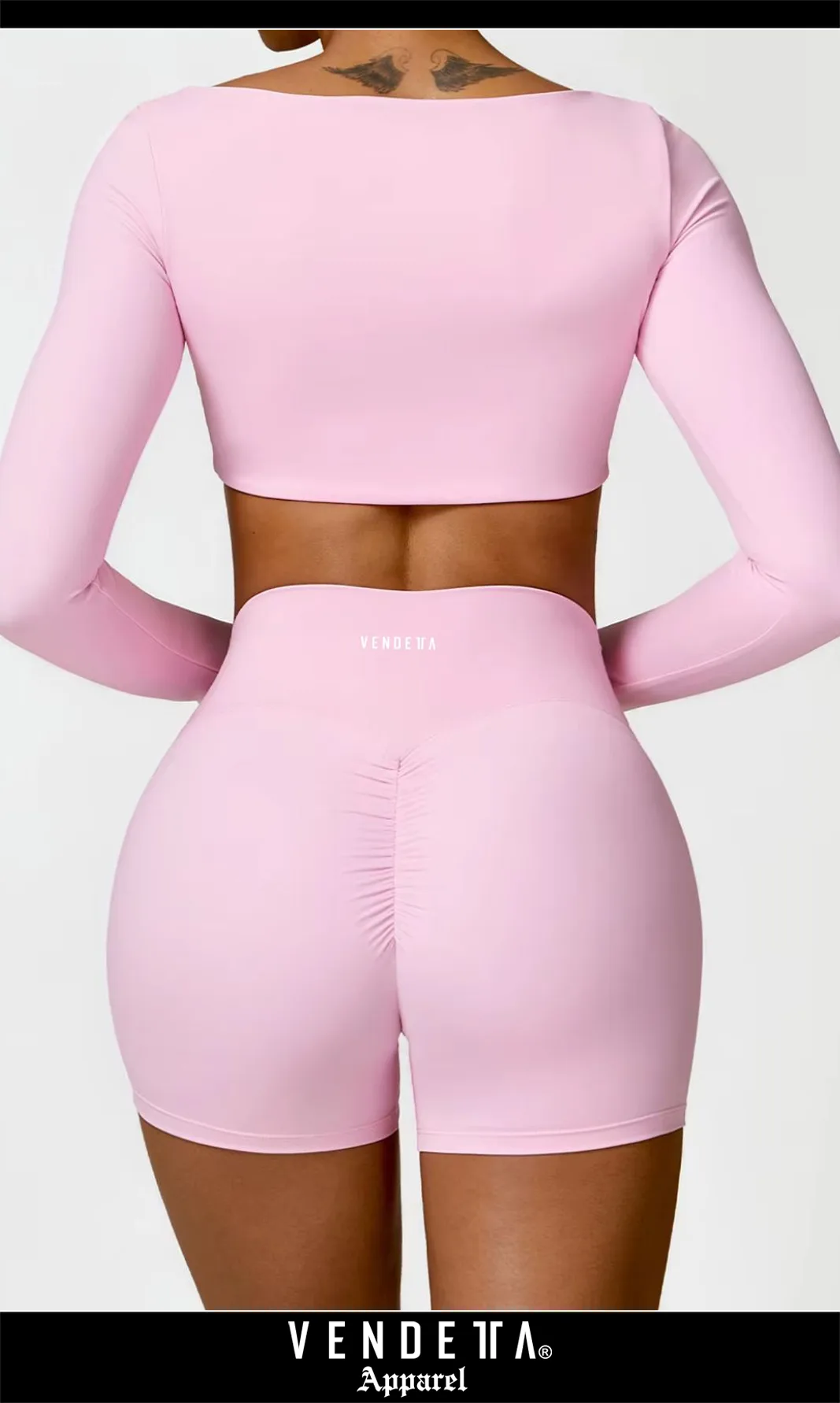 Kraťasy + Crop - Súprava Dámska / shorts push up - Crop SET / Ružová / v1755 – Obrázok 2