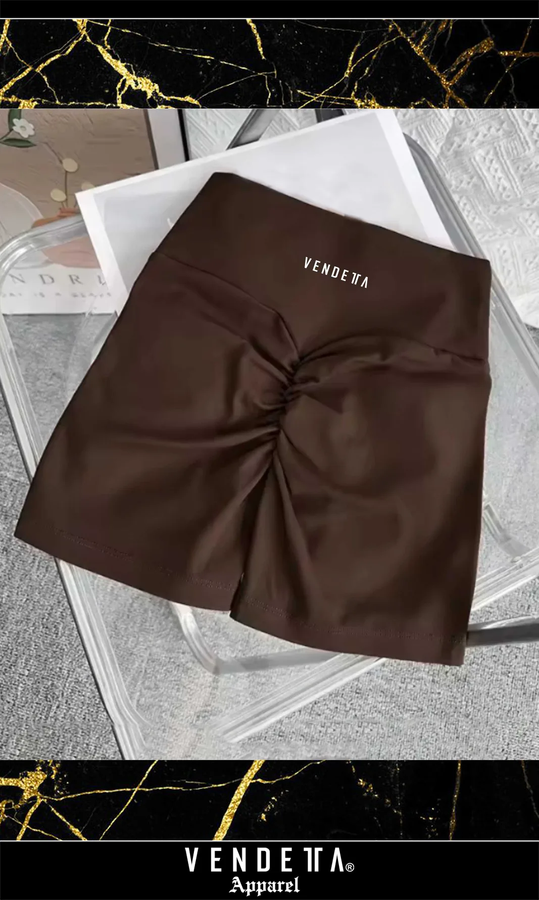 Kraťasy Bezšvové Dámske / Mini Shorts Push UP-3 / Hnedá / v1765 – Obrázok 1