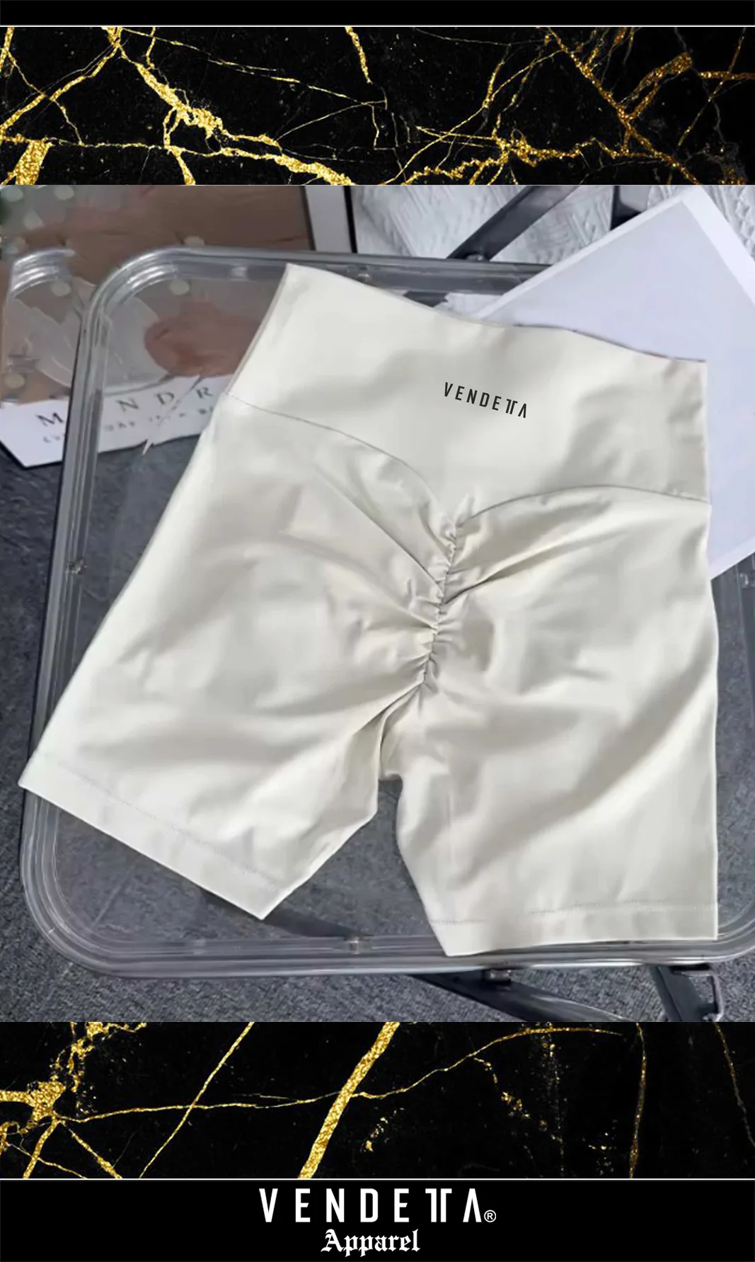 Kraťasy Bezšvové Dámske / Mini Shorts Push UP-3 / Biela - Ivory / v1765 – Obrázok 1