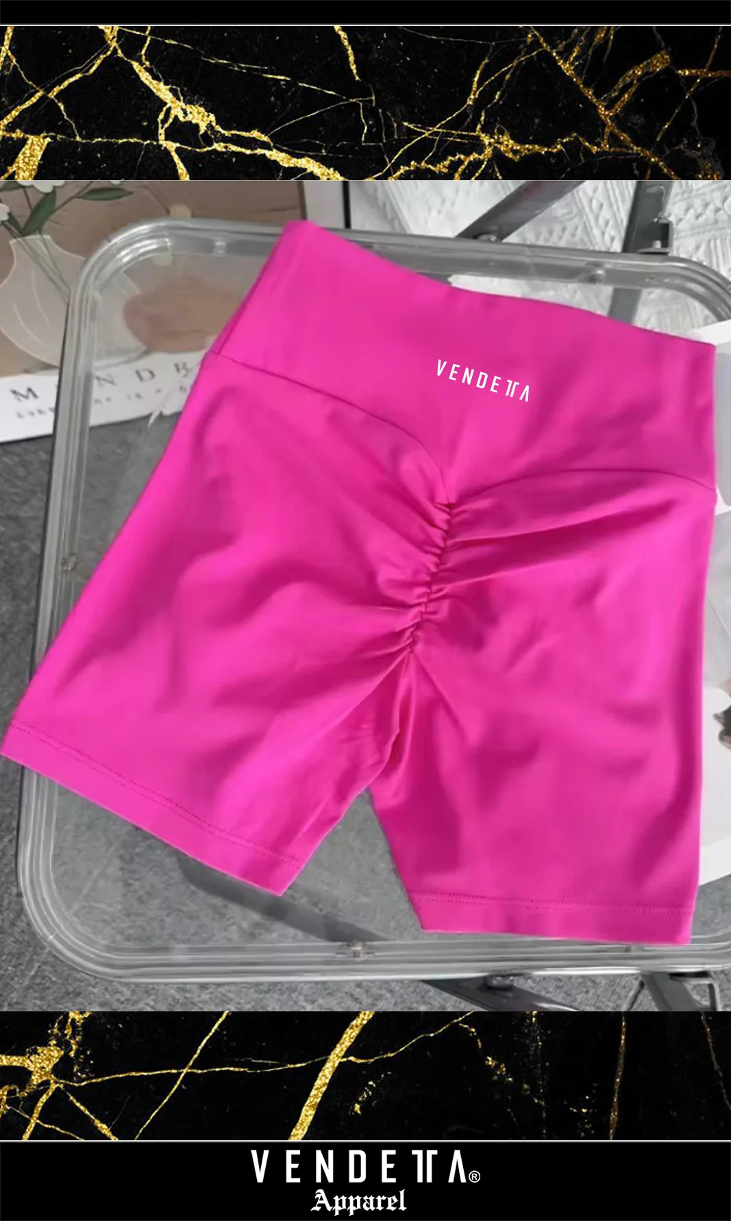 Kraťasy Bezšvové Dámske / Mini Shorts Push UP-3 / Ružová / v1765 – Obrázok 1