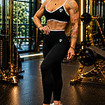 Legíny Bezšvové + Top - Súprava Dámska / Vysoký Pás / Seamless Leggings + TOP / SET / Čierna / v1729
