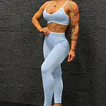 Legíny Bezšvové + Top - Súprava Dámska / Seamless Leggings + TOP SET / Vendetta / Modrá / v1729
