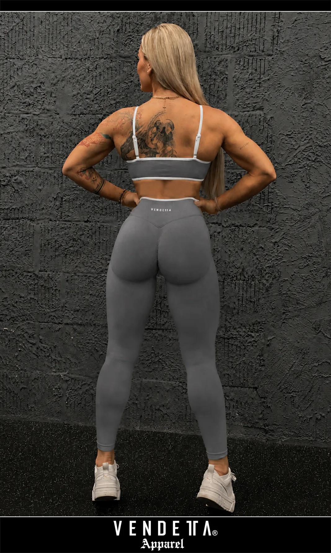 Legíny Bezšvové + Top - Súprava Dámska / Vysoký Pás / Seamless Leggings + TOP / SET / Šedá / v1729 – Obrázok 2