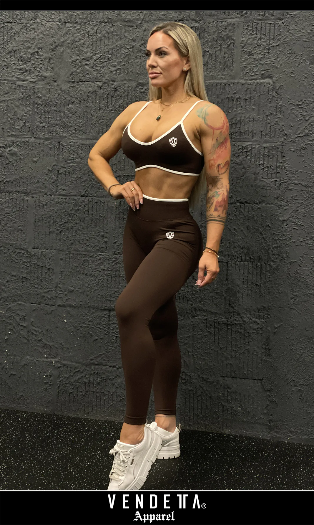 v1729 hneda__a1 Legíny Bezšvové + Top - Súprava Dámska / Vysoký Pás / Seamless Leggings + TOP / SET / Hnedá / v1729 – Obrázok 1