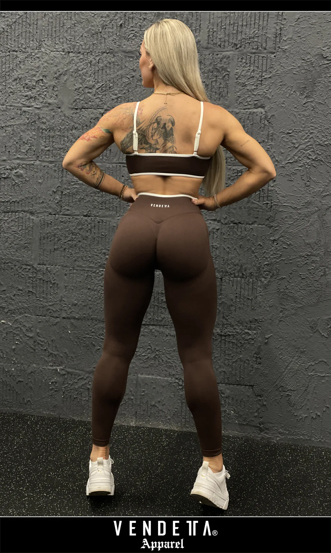 Legíny Bezšvové + Top - Súprava Dámska / Vysoký Pás / Seamless Leggings + TOP / SET / Hnedá / v1729 – Obrázok 2