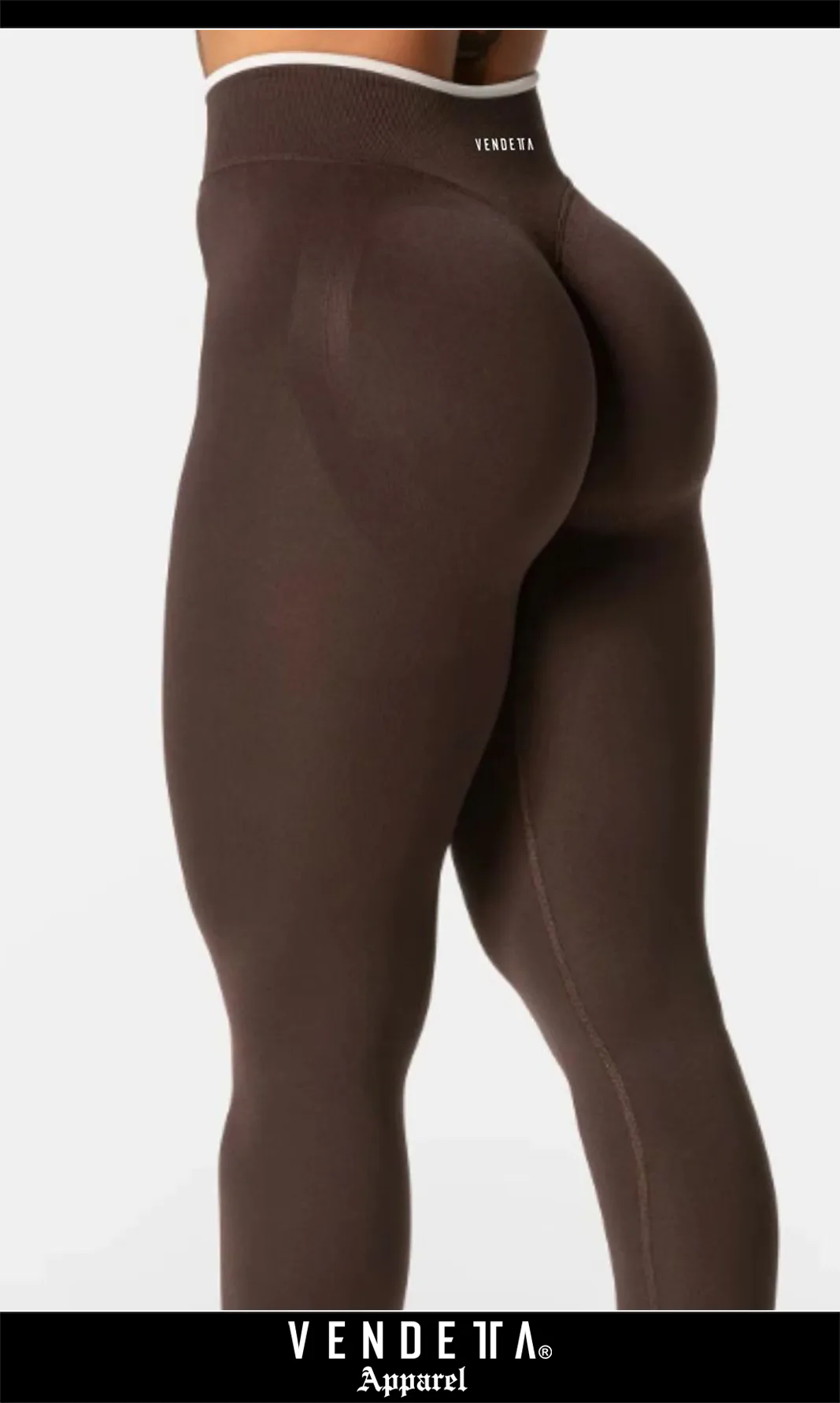 Legíny Bezšvové + Top - Súprava Dámska / Vysoký Pás / Seamless Leggings + TOP / SET / Hnedá / v1729 – Obrázok 4