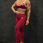 Legíny Bezšvové + Top - Súprava Dámska / Vysoký Pás / Seamless Leggings + TOP / SET / Červená / v1729