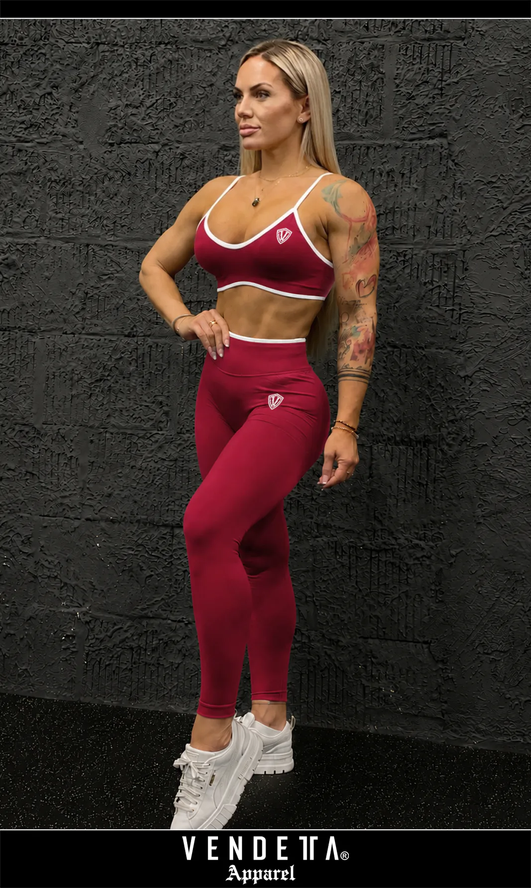 Legíny Bezšvové + Top - Súprava Dámska / Vysoký Pás / Seamless Leggings + TOP / SET / Červená / v1729 – Obrázok 1
