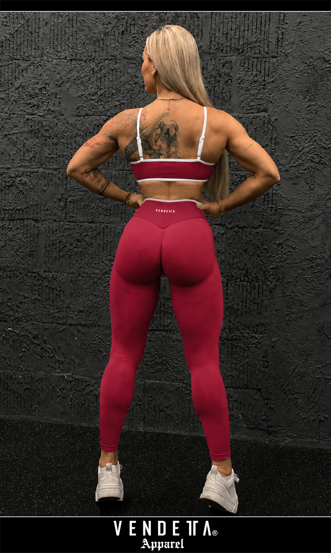 Legíny Bezšvové + Top - Súprava Dámska / Vysoký Pás / Seamless Leggings + TOP / SET / Červená / v1729 – Obrázok 2