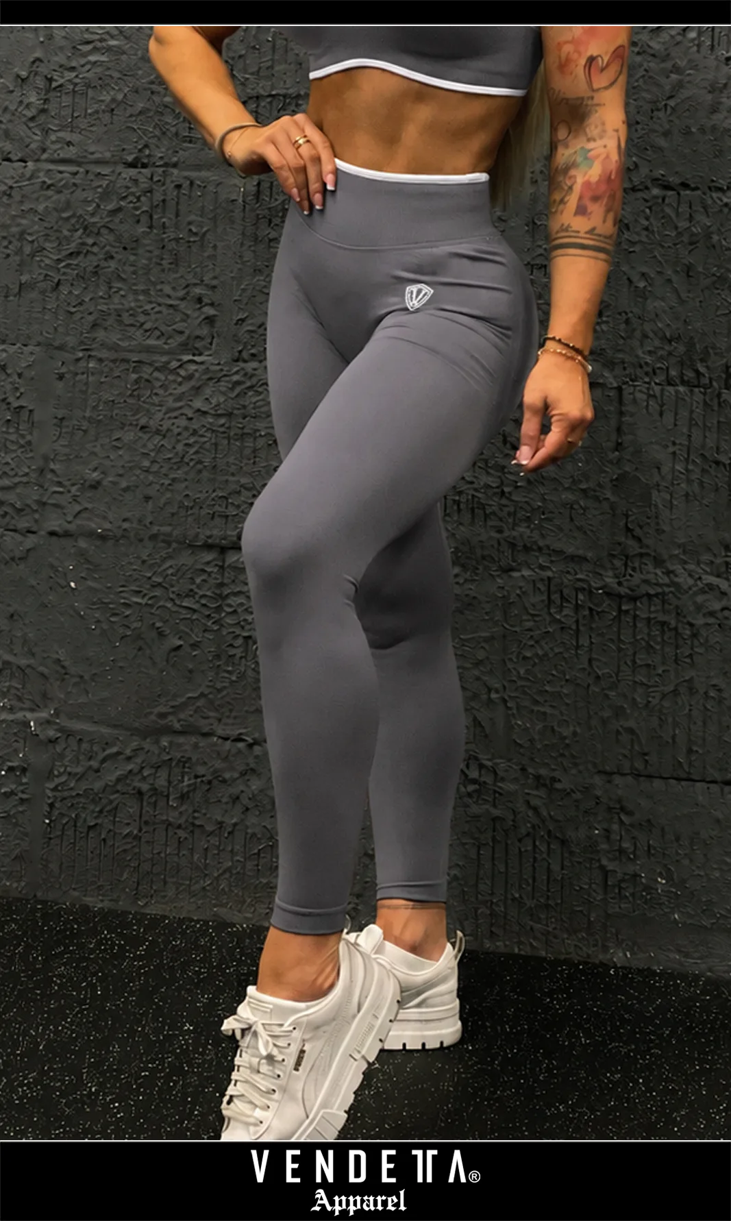 v1736 grey__a1 Legíny Bezšvové Dámske / Vysoký Pás / Seamless Leggings / SET / Šedá / v1736 – Obrázok 1