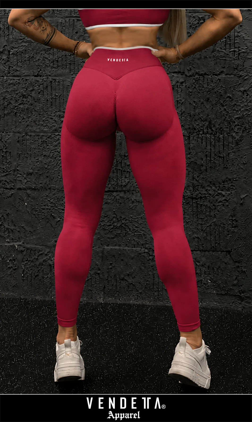 Legíny Bezšvové Dámske / Vysoký Pás / Seamless Leggings / SET / Červená / v1736 – Obrázok 2