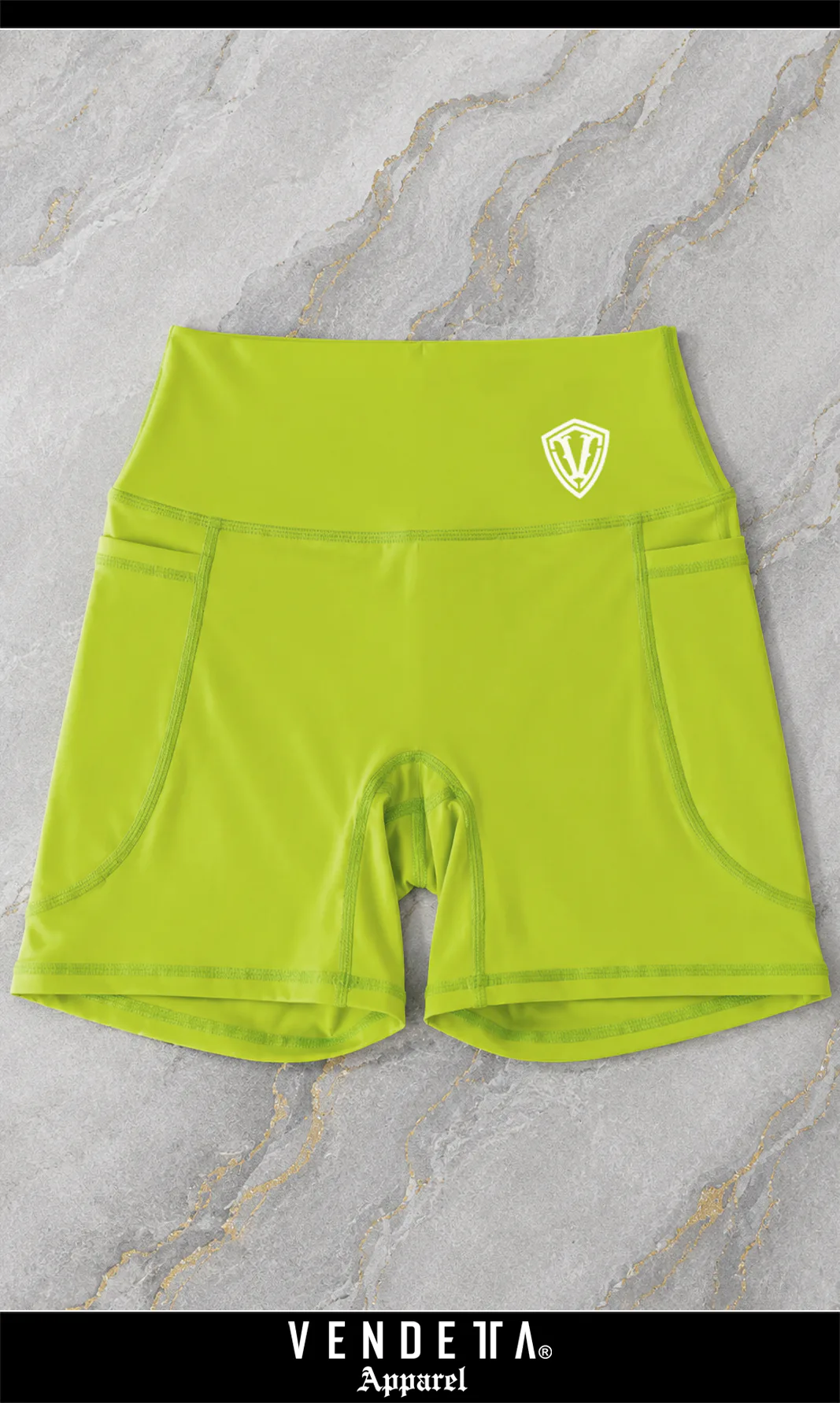 Kraťasy Bezšvové Dámske / vrecká / Shorts Classic / Vendetta / Zelená - NEON / v1774 – Obrázok 3