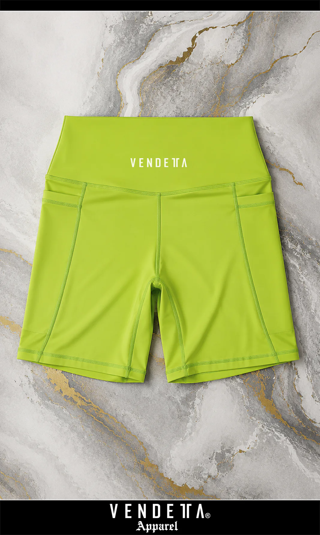 Kraťasy Bezšvové Dámske / vrecká / Shorts Classic / Vendetta / Zelená - NEON / v1774 – Obrázok 2