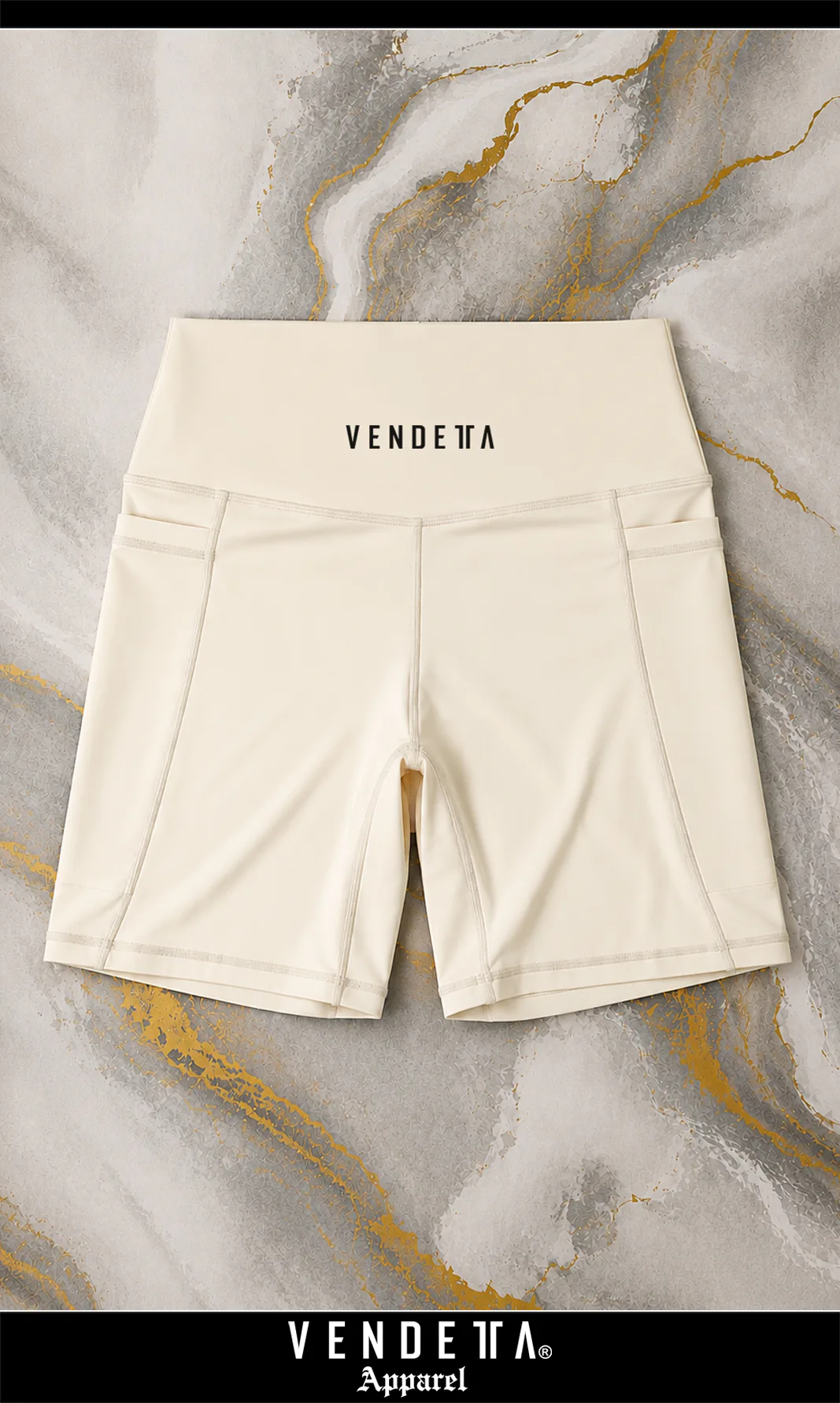 Kraťasy Bezšvové Dámske / vrecká / Shorts Classic / Vendetta / Biela - Ivory / v1774 – Obrázok 2